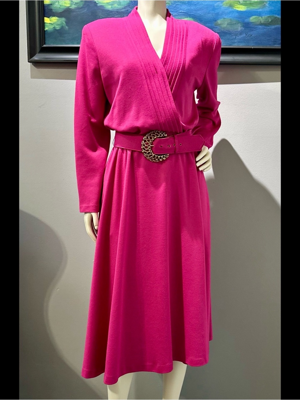 Vintage Hot Pink Lindsey Scott dress with statement belt